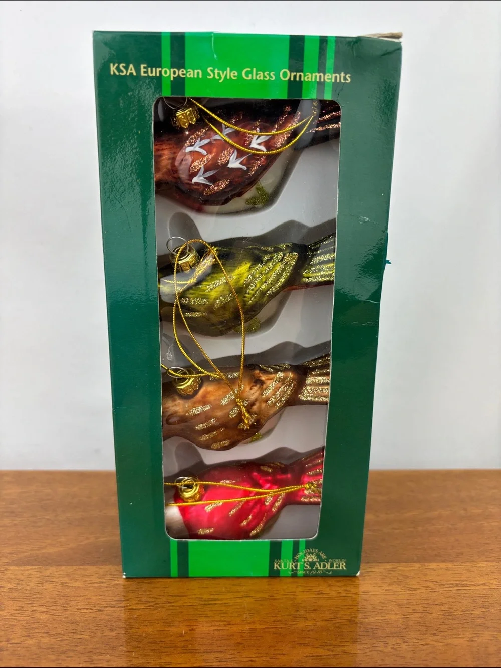 Kurt Adler glass bird Christmas ornaments set of four